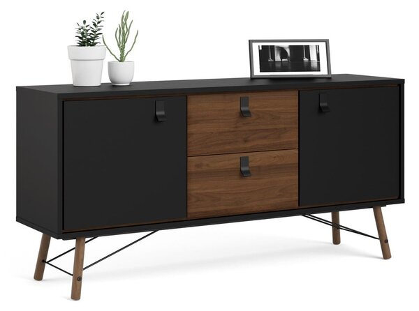 Czarna komoda w dekorze orzecha 150x72x40 cm Ry – Tvilum