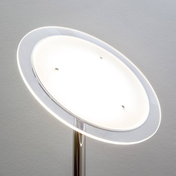 Lampa stojąca LED MALEA Lindby, możliwość ściemniania, chromowy / srebrny, salon / jadalnia, metal, nowoczesny