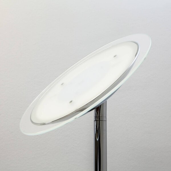 Lampa stojąca LED MALEA Lindby, możliwość ściemniania, chromowy / srebrny, salon / jadalnia, metal, nowoczesny