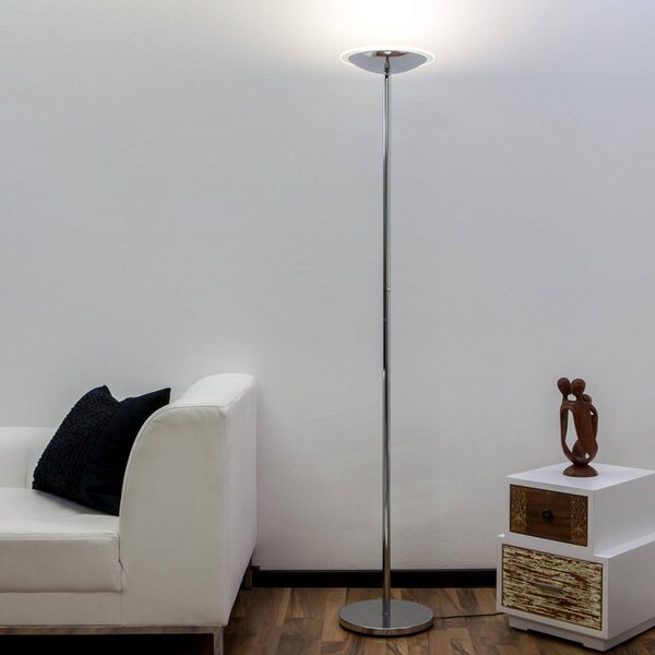 Lampa stojąca LED MALEA Lindby, możliwość ściemniania, chromowy / srebrny, salon / jadalnia, metal, nowoczesny