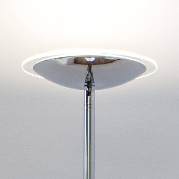 Lampa stojąca LED MALEA Lindby, możliwość ściemniania, chromowy / srebrny, salon / jadalnia, metal, nowoczesny
