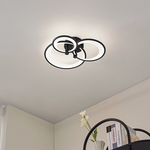 Lampa Sufitowa Lindby, Sorma, ściemnialny, czarny, salon, metal, nowoczesny
