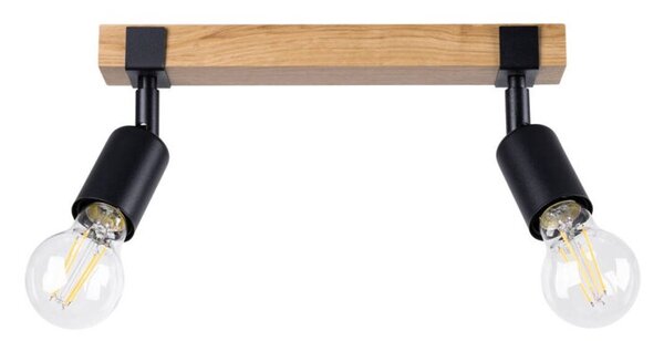 Lampa sufitowa czarna-drewno ZUCA 2xE27x15W wym:14x15x38cm Sollux