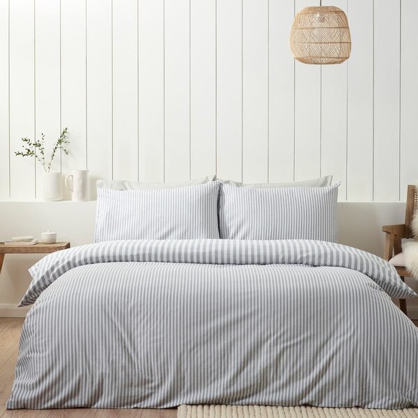 Szara flanelowa pościel dwuosobowa 200x200 cm Stripe – Catherine Lansfield