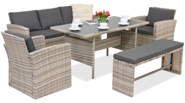 Meble ogrodowe z technorattanu Marsylia Garden Point szare