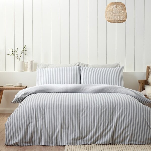 Szara flanelowa pościel dwuosobowa 200x200 cm Stripe – Catherine Lansfield