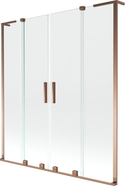 Mexen Velar L Duo parawan nawannowy 2-skrzydłowy rozsuwany 140 x 150 cm, transparent, różowe złoto - 896-140-003-02-60