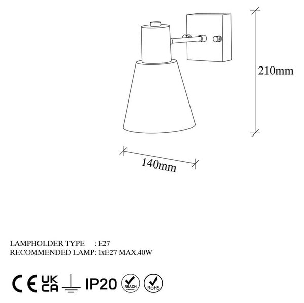 Kinkiet w kolorze złota ø 14 cm Funnel – Opviq lights