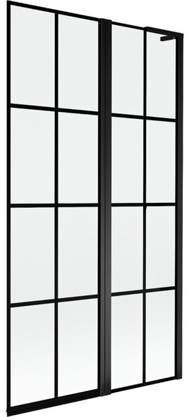 Mexen Mist L parawan nawannowy 2-skrzydłowy prawy 100 x 150 cm, czarna kratka, czarny - 8A9L-100-011-70-77-P