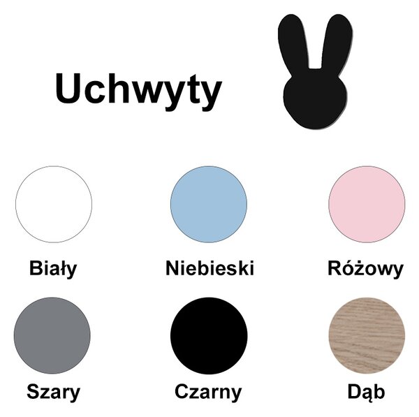 Szafa 2-drzwiowa do pokoju dziecka KRÓLICZEK - Wybór koloru