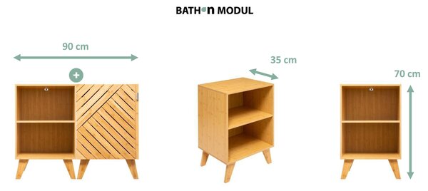 Szafka łazienkowa Bath n'modul, zamykana, bambus, 70 cm