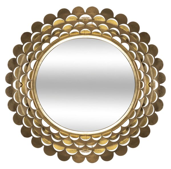 Lustro glamour złote, metalowa rama, Ø 91 cm