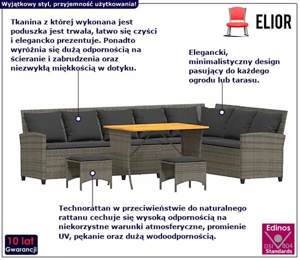 Zestaw mebli tarasowych z technorattanu szary Z4-F52