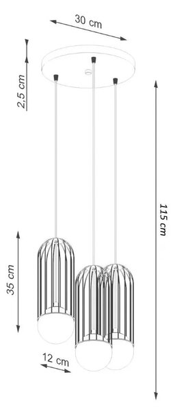 Biała lampa wisząca z 3 drucianymi zwisami - A608 H5-S03