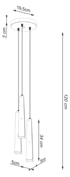 Czarna metalowa lampa wisząca z 3 smukłymi kloszami - A610 N0-K46