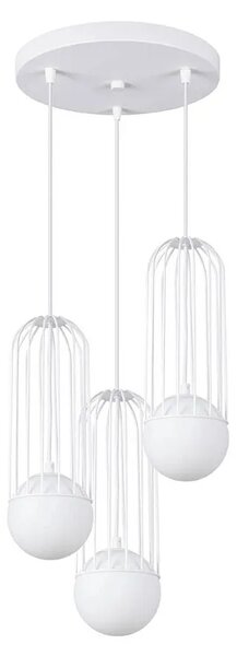 Biała lampa wisząca z 3 drucianymi zwisami - A608-Inca