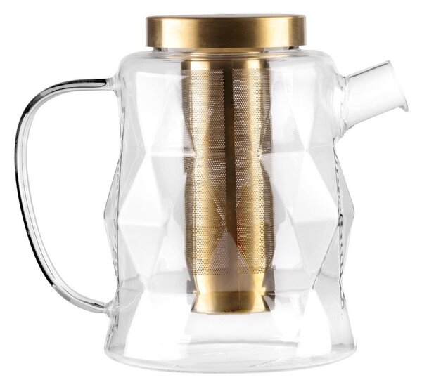 Szklany dzbanek do herbaty z sitkiem w kolorze złota 1,3 l Geo – Vialli Design