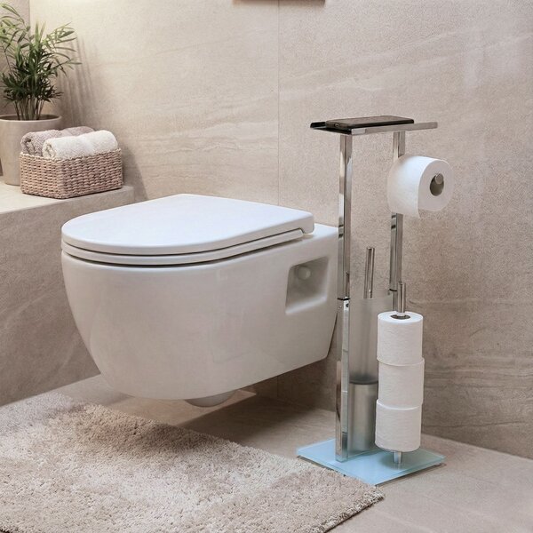Stojak na papier toaletowy i szczotkę do WC z półką na telefon HYLLA, 65 cm