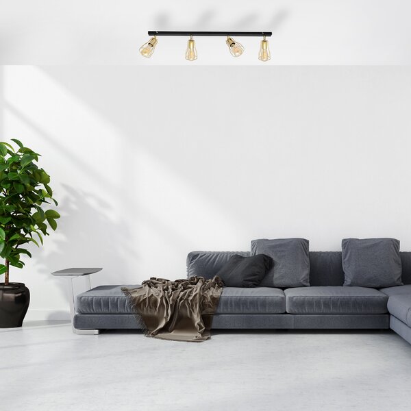 Lampa druciana na listwie czarno-złota Tube II R-L 1924/4K BK+GO MAT