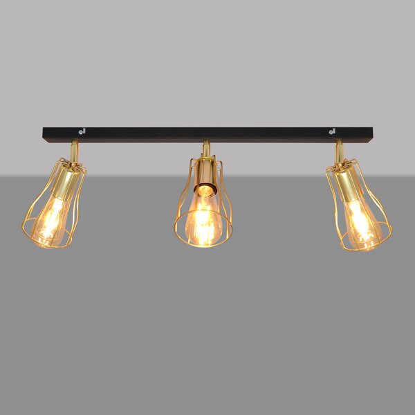 Lampa druciana na listwie czarno-złota Tube II R-L 1924/3K BK+GO MAT