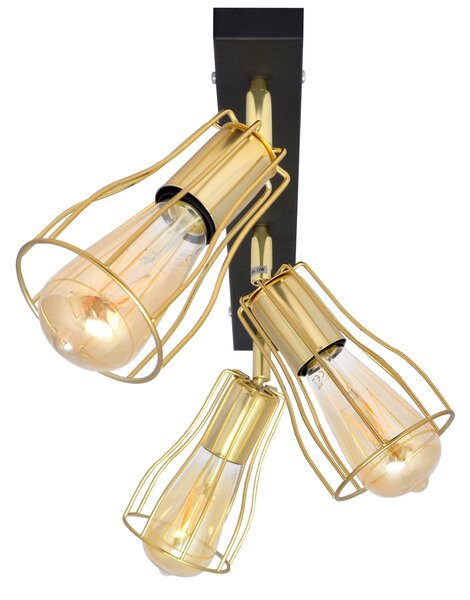 Lampa druciana na listwie czarno-złota Tube II R-L 1924/3K BK+GO MAT