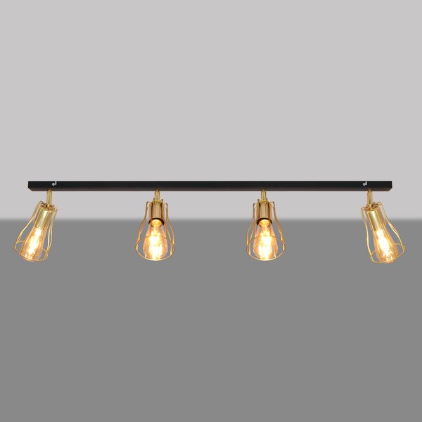 Lampa druciana na listwie czarno-złota Tube II R-L 1924/4K BK+GO MAT