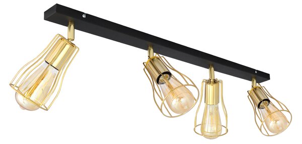 Lampa druciana na listwie czarno-złota Tube II R-L 1924/4K BK+GO MAT
