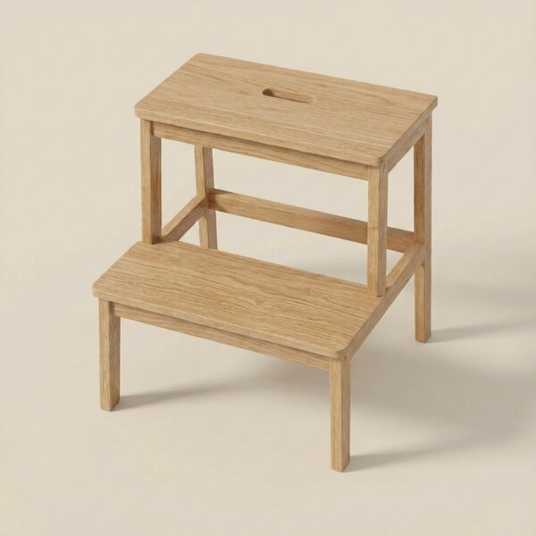 Bambusowy taboret ze schodkiem KROK, wys. 46 cm
