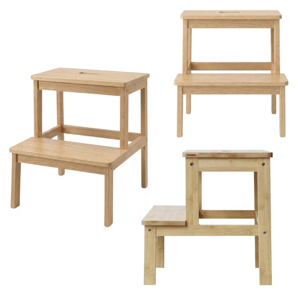 Bambusowy taboret ze schodkiem KROK, wys. 46 cm