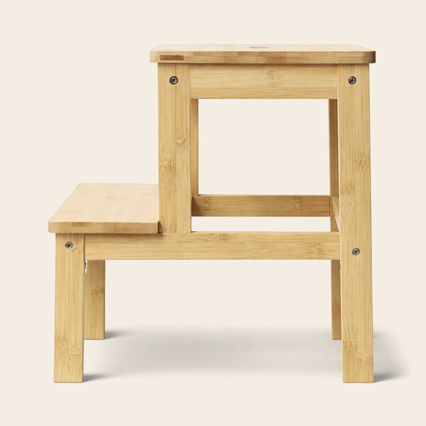 Bambusowy taboret ze schodkiem KROK, wys. 46 cm