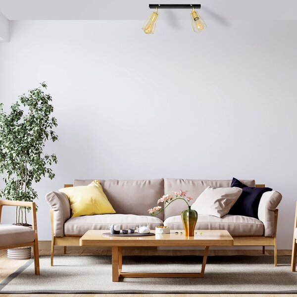 Lampa druciana na listwie czarno-złota Tube II R-L 1924/2K BK+GO MAT