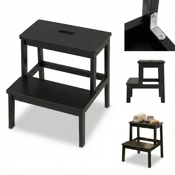 Bambusowy taboret ze schodkiem KROK, wys. 46 cm