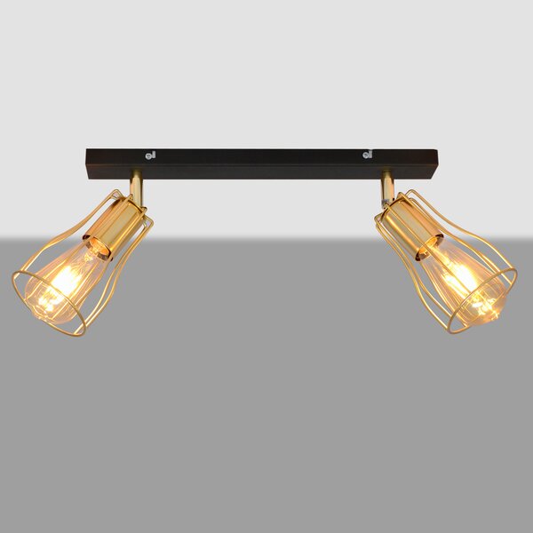 Lampa druciana na listwie czarno-złota Tube II R-L 1924/2K BK+GO MAT