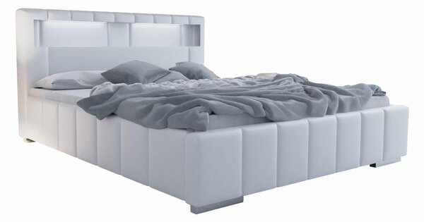 Łóżko 160x200 Tapicerowane Latina + Pojemnik + LED Tkaniny I Kolory Do Wyboru