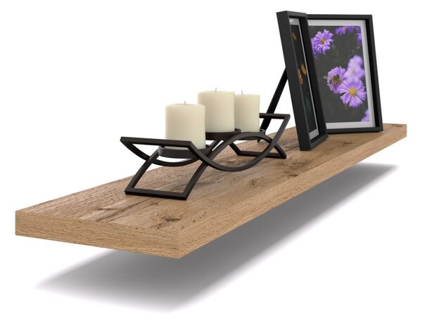 Półka Wisząca STIVMEBLE Ścienna 80 cm na książki zdjęcia 80x15x1,8 cm Dąb Wotan