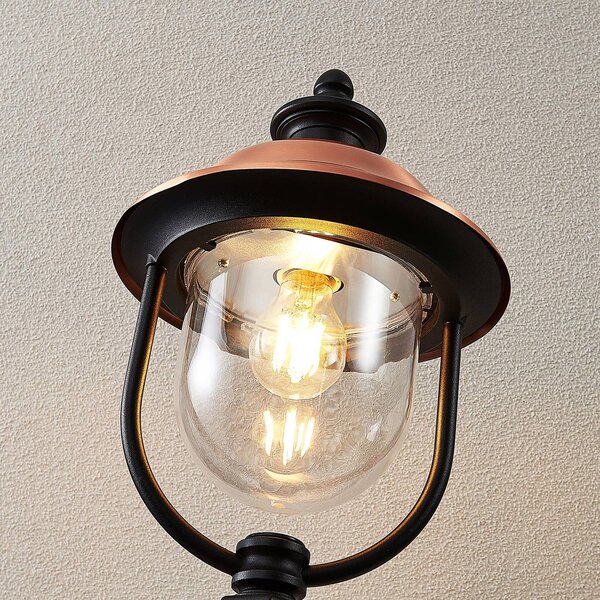 Lampa ogrodowa stojąca Clint Lindby, możliwość ściemniania, miedziany, aluminium, vintage