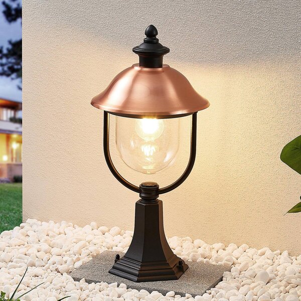 Lampa ogrodowa stojąca Clint Lindby, możliwość ściemniania, miedziany, aluminium, vintage
