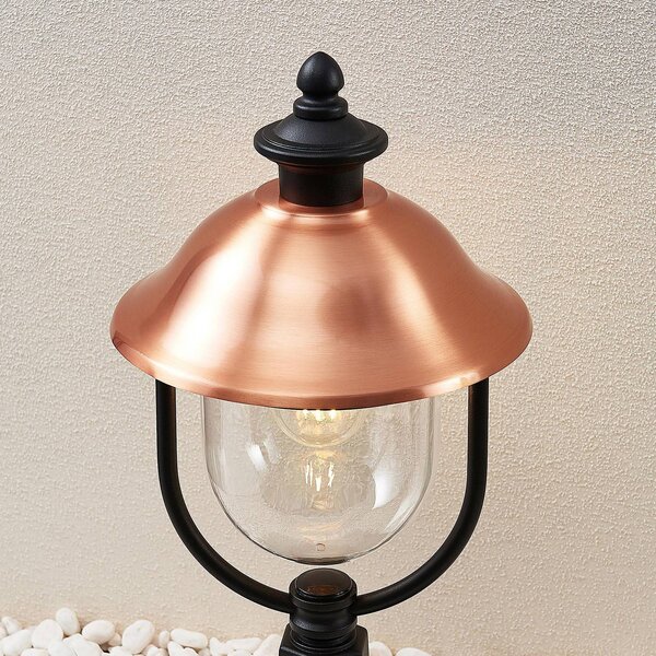 Lampa ogrodowa stojąca Clint Lindby, możliwość ściemniania, miedziany, aluminium, vintage