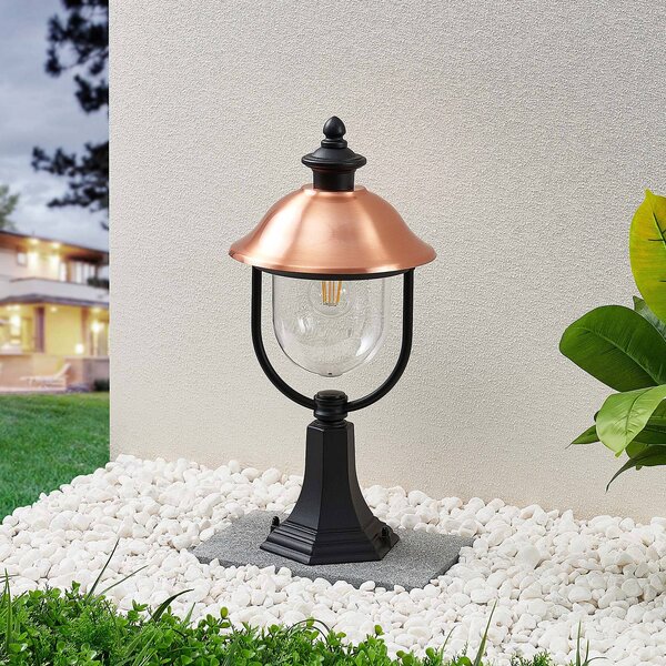 Lampa ogrodowa stojąca Clint Lindby, możliwość ściemniania, miedziany, aluminium, vintage