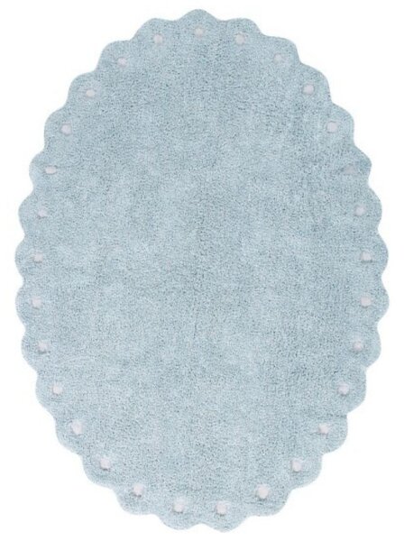 Niebieski, owalny dywan z bawełny PICONE Pearl Blue 130x180