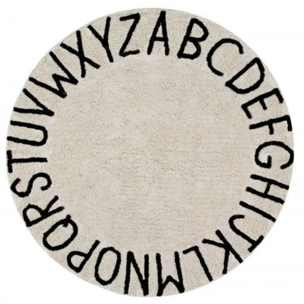 Okrągły dywanik z alfabetem ROUND ABC Natural Negro Ø150 cm