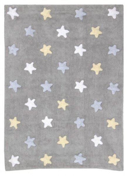 Dywan dekoracyjny w kolorowe gwiazdki TRICOLOR Star Gris/Azul