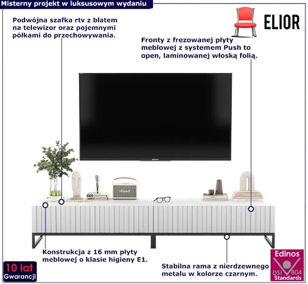 Biały ryflowany stolik pod telewizor 2 szt W0-Z51
