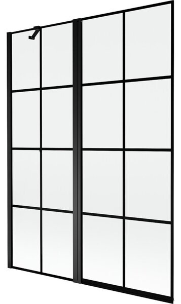 Mexen Mist parawan nawannowy 2-skrzydłowy lewy 130 x 150 cm, czarna kratka, czarny - 8A9-130-011-70-77-L