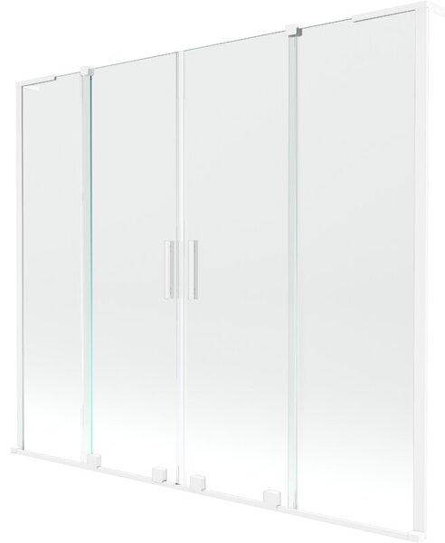 Mexen Velar L Duo parawan nawannowy 2-skrzydłowy rozsuwany 200 x 150 cm, transparent, biały - 896-200-003-02-20
