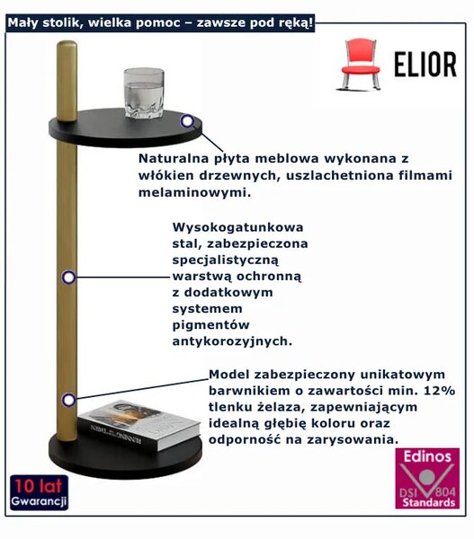 Czarny nowoczesny stolik pomocniczy Z2-S25