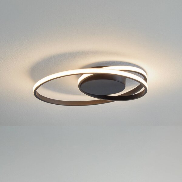 Lampa sufitowa LED Youna Lindby, możliwość ściemniania, czarny, salon / jadalnia, metal, nowoczesny