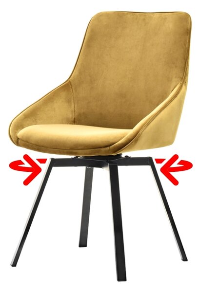SELSEY Krzesło tapicerowane Yanii z podłokietnikami złote na czarnej podstawie