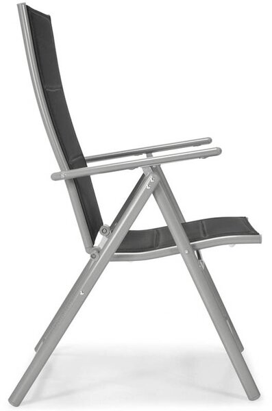 Krzesło ogrodowe składane aluminiowe MODENA - Srebrno-czarne