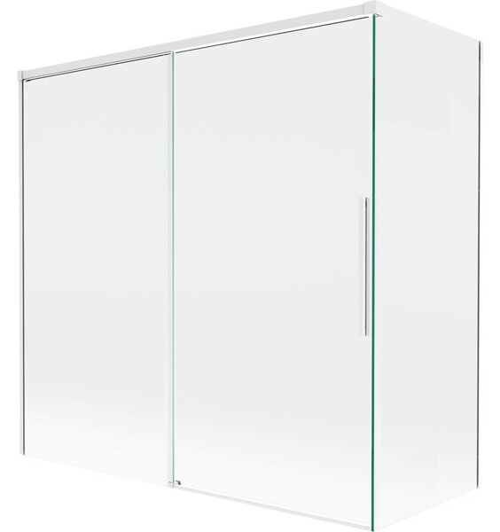 Mexen Rox parawan nawannowy 2-skrzydłowy rozsuwany 160 + 75 x 150 cm, transparent, biały - 8C9-160-075-20-00